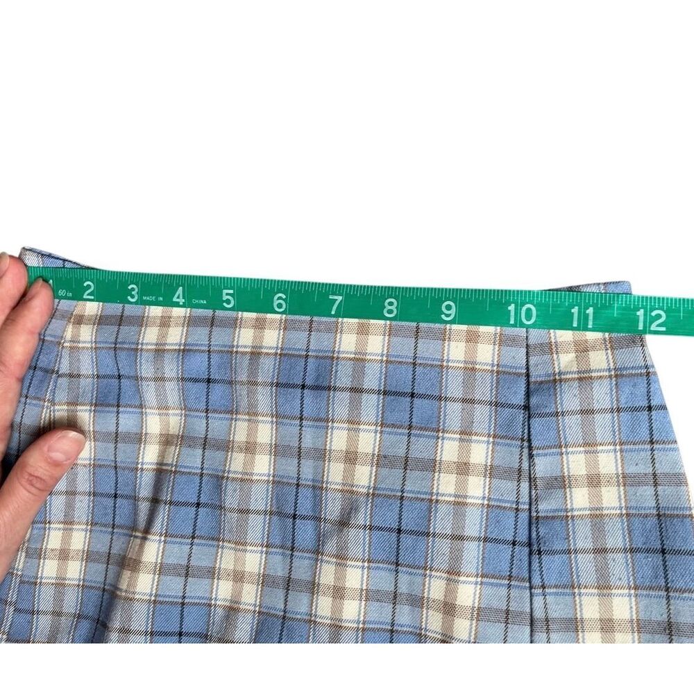 Shein Blue Cream Plaid Mini Skirt - sz xs - Picture 11 of 13